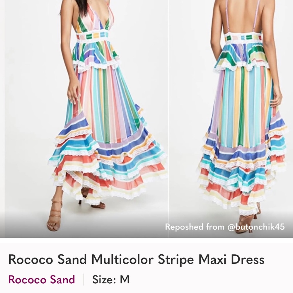 Rococo Sand Pastel Multicolor Lace-Trim Dress